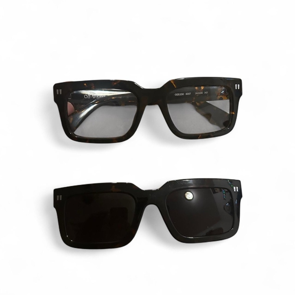 Off-White Tortoiseshell Rectangular Sunglasses - … - image 2